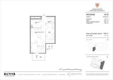rzut mieszkanie na sprzedaż 45m2 mieszkanie Pruszcz Gdański, ul. Grunwaldzka 71B, 71C