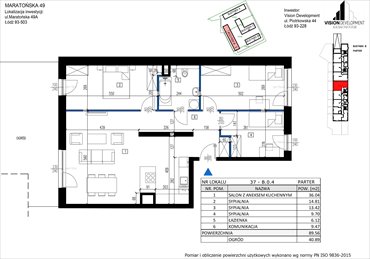 rzut mieszkanie na sprzedaż 90m2 mieszkanie Łódź, Retkinia, Maratońska 49C