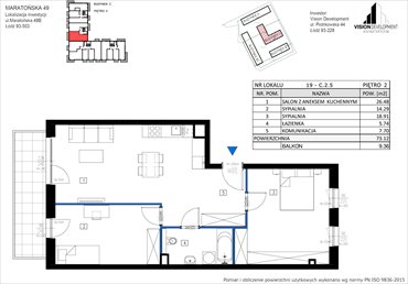 rzut mieszkanie na sprzedaż 73m2 mieszkanie Łódź, Retkinia, Maratońska 49C
