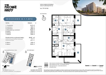 rzut mieszkanie na sprzedaż 65m2 mieszkanie Wrocław, Kleczków, ul. Czochralskiego/ Miłosza