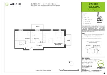 rzut mieszkanie na sprzedaż 56m2 mieszkanie Puck, Pogodna