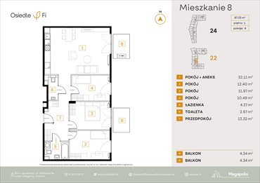 rzut mieszkanie na sprzedaż 87m2 mieszkanie Kraków, Rzemieślnicza 22-24