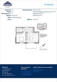 rzut mieszkanie na sprzedaż 48m2 mieszkanie Kraków, Bronowice Wielkie, Stawowa