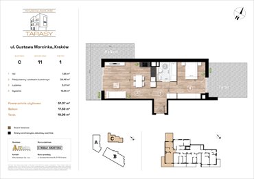 rzut mieszkanie na sprzedaż 51m2 mieszkanie Kraków, Wzgórza Krzesławickie, Gustawa Morcinka