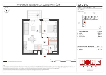 rzut mieszkanie na sprzedaż 40m2 mieszkanie Warszawa, Targówek, ul. Warszawski Świt