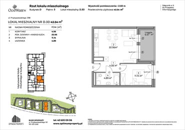 rzut mieszkanie na sprzedaż 44m2 mieszkanie Łódź, Widzew, Przybyszewskiego 292-300