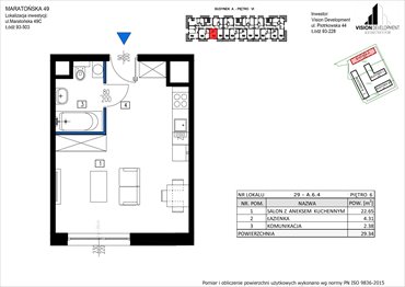 rzut mieszkanie na sprzedaż 29m2 mieszkanie Łódź, Retkinia, Maratońska 49C