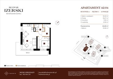 rzut mieszkanie na sprzedaż 44m2 mieszkanie Świeradów Zdrój, Senatoryjna/Szkolna