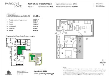 rzut mieszkanie na sprzedaż 59m2 mieszkanie Łódź, Bałuty-Doły, ul. Górnicza 12/14