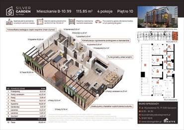 rzut mieszkanie na sprzedaż 116m2 mieszkanie Szczecin, Centrum, al. Wyzwolenia 70 / ul. Staszica 21