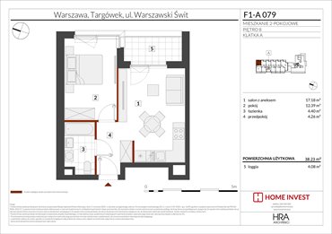 rzut mieszkanie na sprzedaż 38m2 mieszkanie Warszawa, ul. Warszawski Świt