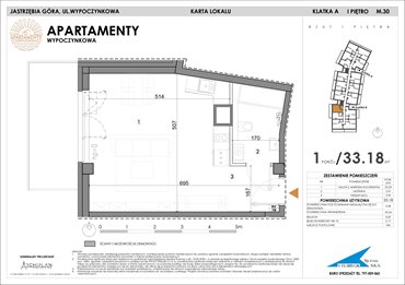 rzut mieszkanie na sprzedaż 33m2 mieszkanie Jastrzębia Góra, Wypoczynkowa