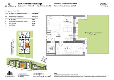 rzut mieszkanie na sprzedaż 47m2 mieszkanie Łódź, Widzew, Przybyszewskiego 292-300