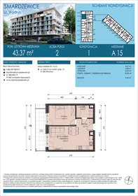 rzut mieszkanie na sprzedaż 43m2 mieszkanie SMARDZEWICE, WODNA