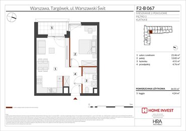 rzut mieszkanie na sprzedaż 45m2 mieszkanie Warszawa, ul. Warszawski Świt