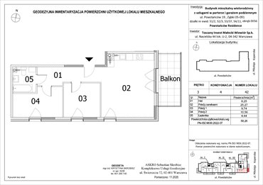 rzut mieszkanie na sprzedaż 58m2 mieszkanie Ząbki, Powstańców 19