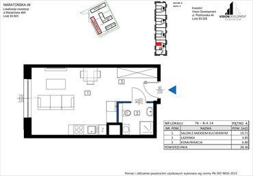 rzut mieszkanie na sprzedaż 28m2 mieszkanie Łódź, Retkinia, Maratońska 49C