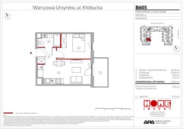 rzut mieszkanie na sprzedaż 34m2 mieszkanie Warszawa, Ursynów, ul. Kłobucka 23A