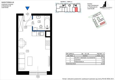 rzut mieszkanie na sprzedaż 29m2 mieszkanie Łódź, Retkinia, Maratońska 49C
