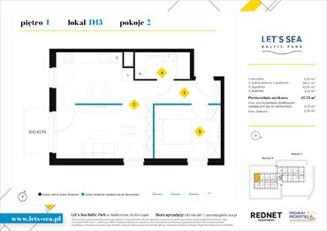 rzut mieszkanie na sprzedaż 48m2 mieszkanie Gąski, Nadbrzeżna 52