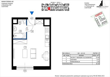 rzut mieszkanie na sprzedaż 29m2 mieszkanie Łódź, Retkinia, Maratońska 49C