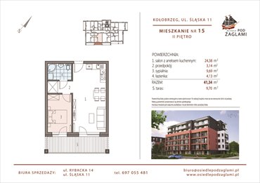 rzut mieszkanie na sprzedaż 41m2 mieszkanie Kołobrzeg, Śląska 11