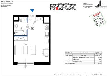 rzut mieszkanie na sprzedaż 29m2 mieszkanie Łódź, Retkinia, Maratońska 49C
