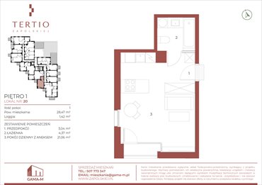 rzut mieszkanie na sprzedaż 28m2 mieszkanie Kraków, Bronowice, Gabrieli Zapolskiej 21