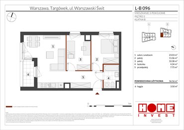 rzut mieszkanie na sprzedaż 57m2 mieszkanie Warszawa, Targówek, ul. Warszawski Świt