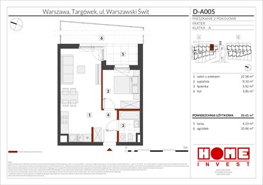 rzut mieszkanie na sprzedaż 39m2 mieszkanie Warszawa, Targówek, ul. Warszawski Świt 12