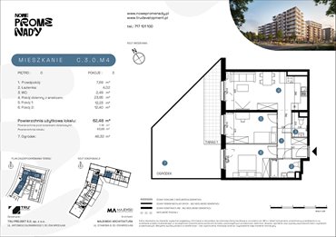 rzut mieszkanie na sprzedaż 63m2 mieszkanie Wrocław, Kleczków, ul. Czochralskiego/ Miłosza
