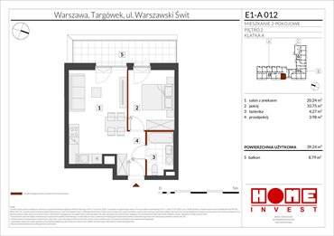 rzut mieszkanie na sprzedaż 39m2 mieszkanie Warszawa, Targówek, ul. Warszawski Świt