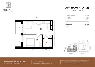 rzut mieszkanie na sprzedaż 35m2 mieszkanie Jelenia Góra, POZNAŃSKA 4