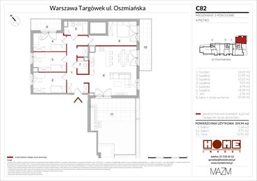 rzut mieszkanie na sprzedaż 110m2 mieszkanie Warszawa, Targówek, ul. Oszmiańska 22