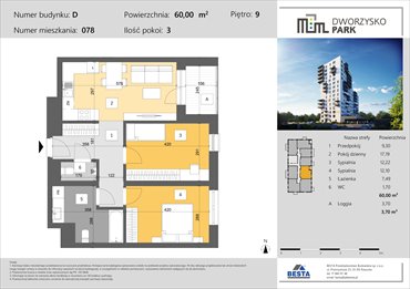 rzut mieszkanie na sprzedaż 60m2 mieszkanie Rzeszów, Przybyszówka, Dworzysko