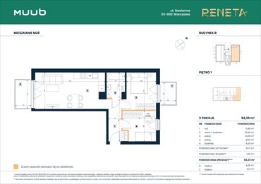 rzut mieszkanie na sprzedaż 52m2 mieszkanie Warszawa, Włochy, Nasienna 11