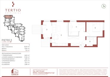 rzut mieszkanie na sprzedaż 55m2 mieszkanie Kraków, Bronowice, Gabrieli Zapolskiej 21