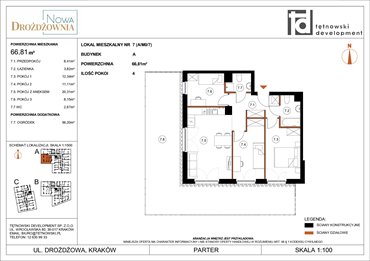rzut mieszkanie na sprzedaż 67m2 mieszkanie Kraków, Bieżanów, Drożdżowa
