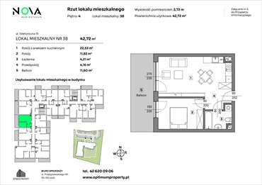 rzut mieszkanie na sprzedaż 43m2 mieszkanie Łódź, Śródmieście, ul. Telefoniczna 19
