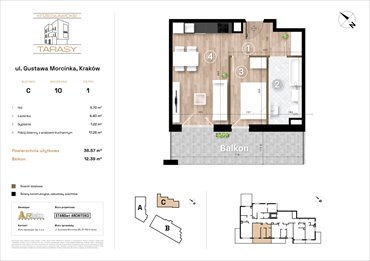 rzut mieszkanie na sprzedaż 37m2 mieszkanie Kraków, Wzgórza Krzesławickie, Gustawa Morcinka