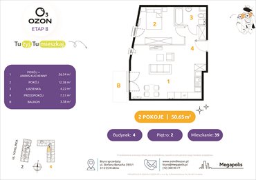 rzut mieszkanie na sprzedaż 51m2 mieszkanie Kraków, Schillinga 2-4