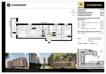 rzut mieszkanie na sprzedaż 58m2 mieszkanie Chorzów, 3 Maja 94'