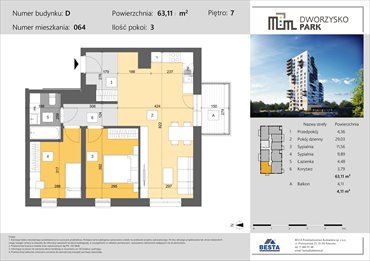 rzut mieszkanie na sprzedaż 63m2 mieszkanie Rzeszów, Przybyszówka, Dworzysko