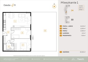 rzut mieszkanie na sprzedaż 62m2 mieszkanie Kraków, Rzemieślnicza 22-24
