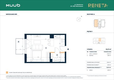 rzut mieszkanie na sprzedaż 31m2 mieszkanie Warszawa, Włochy, Nasienna 11