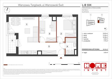 rzut mieszkanie na sprzedaż 57m2 mieszkanie Warszawa, Targówek, ul. Warszawski Świt