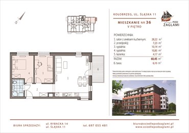 rzut mieszkanie na sprzedaż 60m2 mieszkanie Kołobrzeg, Śląska 11