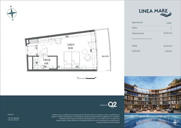 rzut mieszkanie na sprzedaż 29m2 mieszkanie Pobierowo, Karola Borka 6
