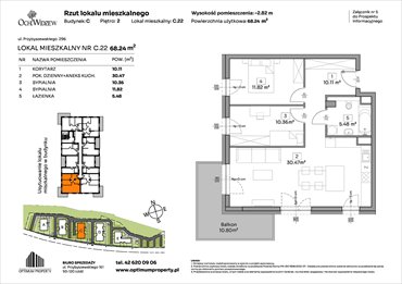 rzut mieszkanie na sprzedaż 68m2 mieszkanie Łódź, Widzew, Przybyszewskiego 292-300