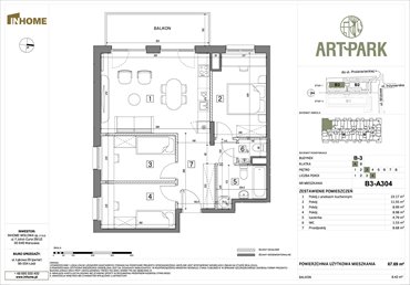 rzut mieszkanie na sprzedaż 68m2 mieszkanie Łódź, Polesie, Wołowa 4A